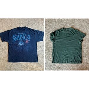 Bundle 2 t-shirt XXL 2XL navy olive 100% cotton Tootsie roll pop Y2K retro eagle